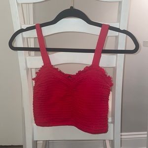 Red Ruched Crop Top